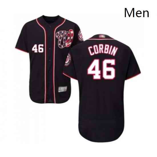 Mens Washington Nationals 46 Patrick Corbin Navy Blue Alternate Flex Base Authentic Collection MLB JerseyBaseb